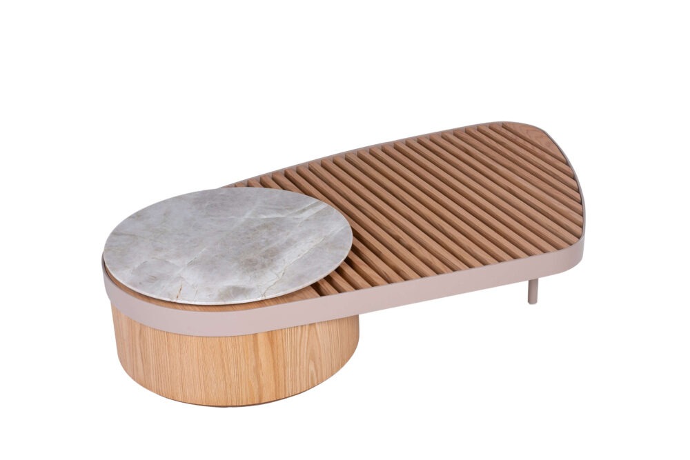 Mesa de Centro Fluid Ripada + Mármore